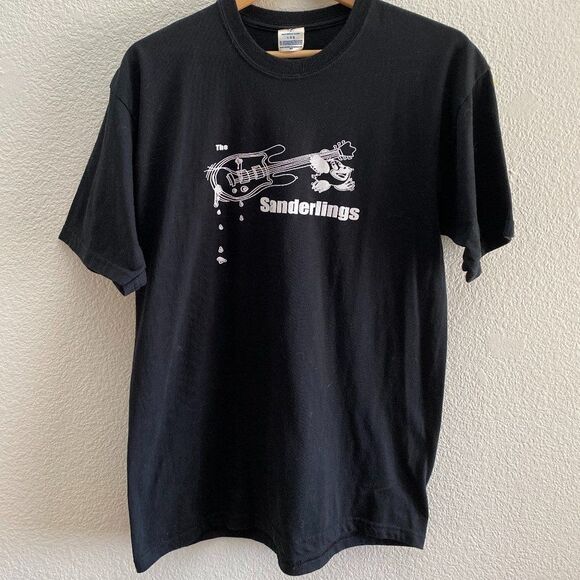 Vintage The Sanderlings Band Jerzees Black T-Shirt VTG Men's Large - Picture 1 of 3